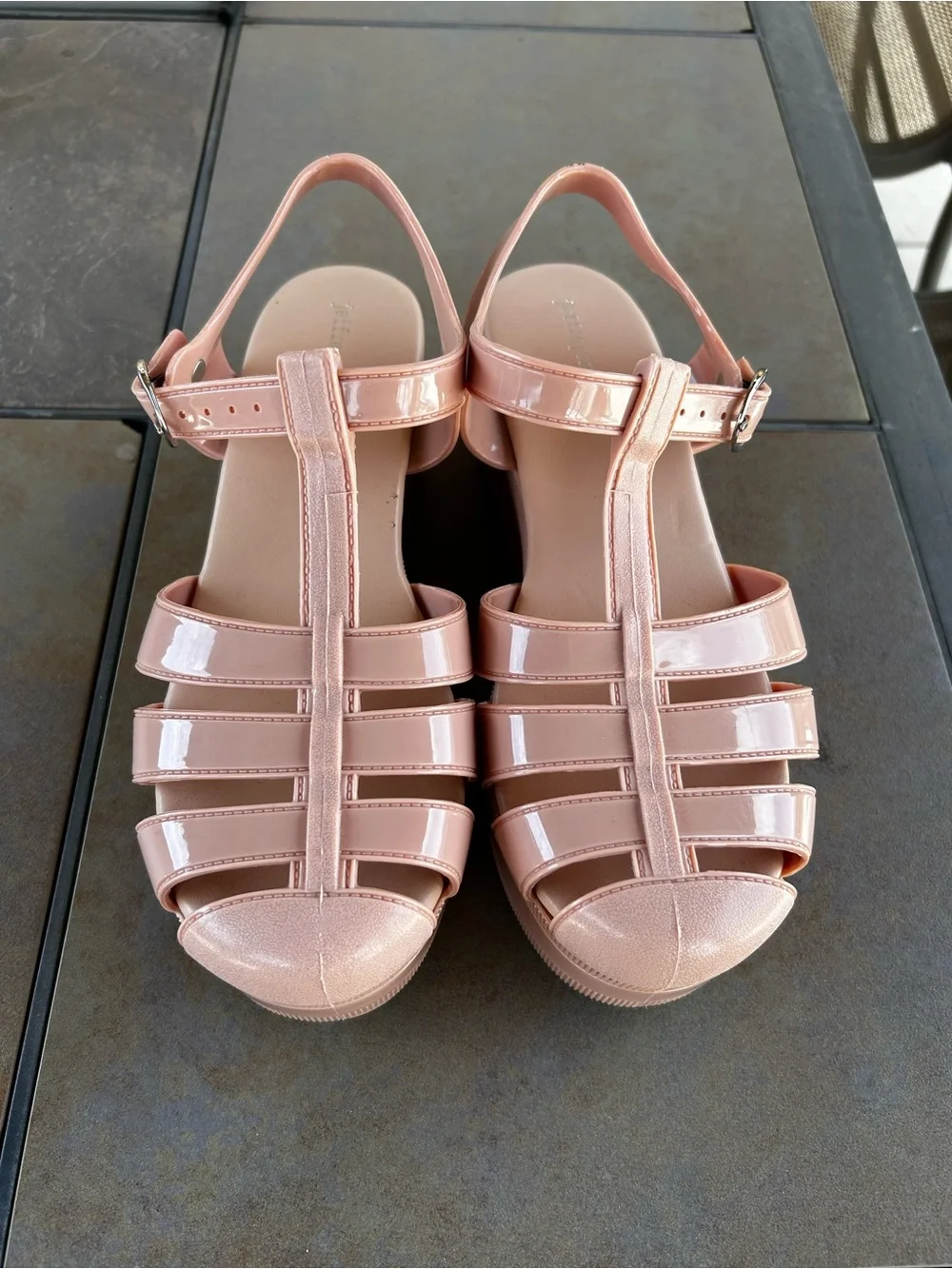 Jeffrey Campbell Candied fisherman chunky platform jelly sandals size 9 Blush